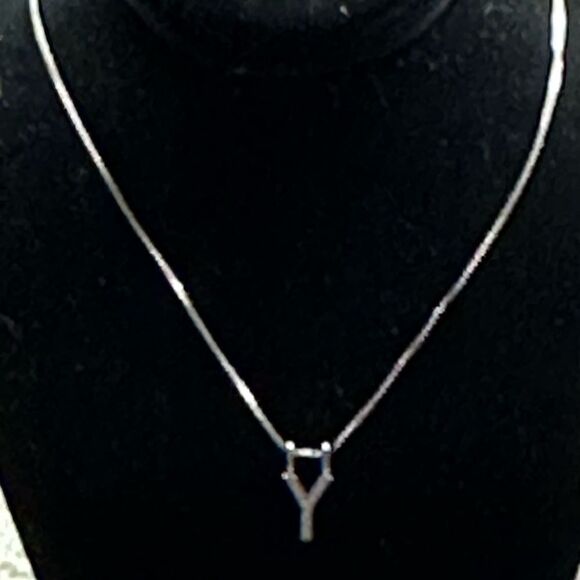 Red Envelope sterling silver diamond initial “Y” necklace 16”-18” new old stock - Picture 4 of 7